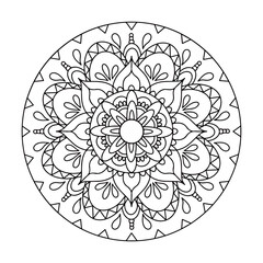 Mandala. Antistress coloring book. Template for mehendi. Oriental drawing. Vector illustration. Isolated on a white background.