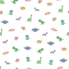 Fototapeta premium Dinosaurs hand drawn vector seamless pattern
