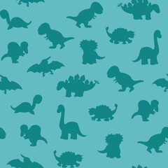 Dinosaurs hand drawn vector seamless silhouette pattern © GooseFrol