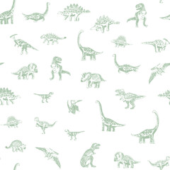 Dinosaurs hand drawn vector seamless pattern