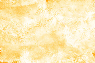 Yellow ink and watercolor texture on white paper background. Paint leaks and decalcomania effects. Hand-painted gouache abstract image. Mess on the canvas.