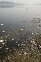 Garbage in the Yamuna River. Agra. Uttar Pradesh. India.