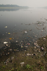 Garbage in the Yamuna River. Agra. Uttar Pradesh. India.