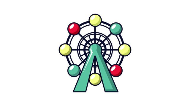 Amusement park icon animation. Motion set of best icons and then each objects is shown separately