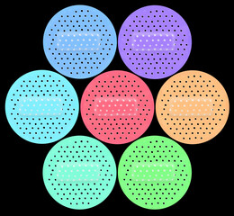 Pansements couleurs sur fond noir