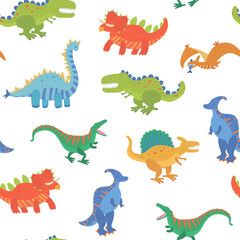 Dinosaurs hand drawn vector seamless pattern
