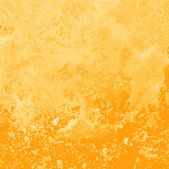 Yellow ink and watercolor texture on white paper background. Paint leaks and decalcomania effects. Hand-painted gouache abstract image. Mess on the canvas.