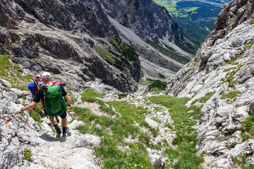 A group of hikers in the mountains
