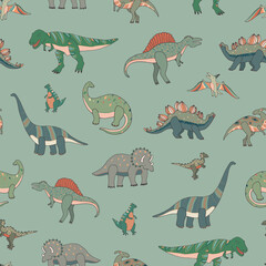 Dinosaurs hand drawn vector seamless pattern © GooseFrol