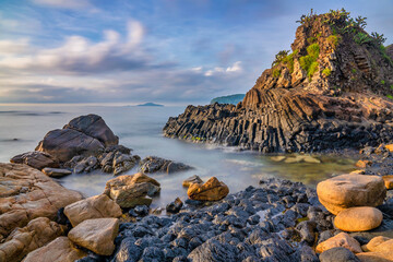 Fototapeta na wymiar Aerial view of Ganh Da Dia or Dia stone at Phu Yen, Vietnam. Unesco heritage