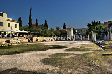 Vista de los principales monumentos de Atenas (Grecia). Ágora romana.