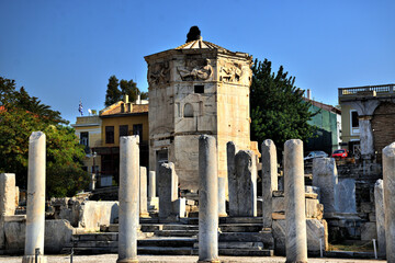 Vista de los principales monumentos de Atenas (Grecia). Ágora romana.