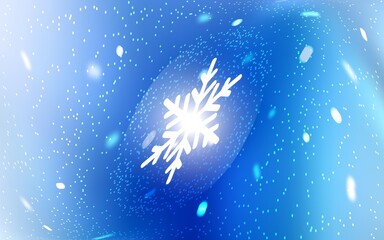 Light BLUE vector pattern with christmas snowflakes. Snow on blurred abstract background with gradient. New year design for your business advert.