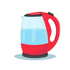 Red glass electric kettle with water