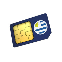 SIM Card with Flag of Uruguay A concept of Uruguayan Mobile Operator