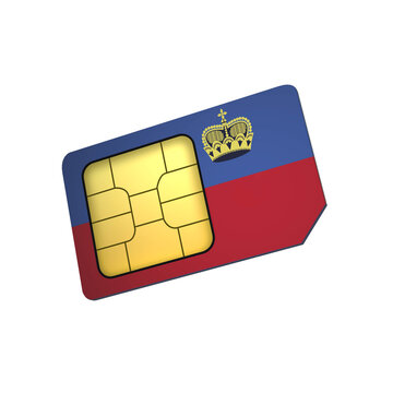 SIM Card with Flag of Liechtenstein A concept of Liechtenstein Mobile Operator