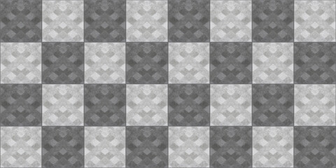 Grunge seamless gray grey anthracite dark vintage worn retro geometric square mosaic motif cement concrete tiles texture background