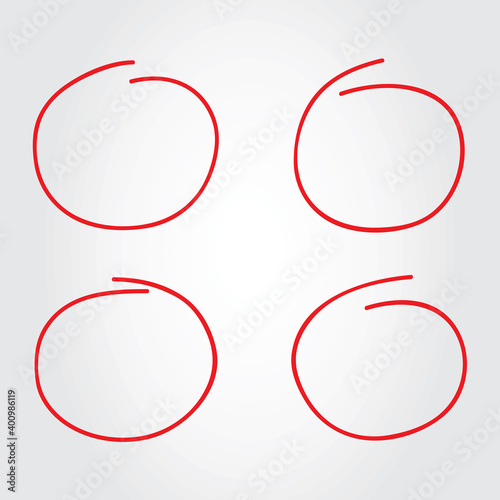 Red Circle Pen Draw Set Highlight Hand Drawn Circle Isolated On Background Handwritten Red Circle For Marker Pen Pencil Logo And Text Check Circle Vector Illustration Wall Mural Marinko