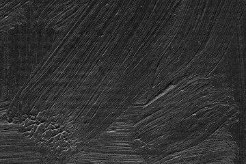 Modern contemporary acrylic background. Black and white paint texture made with a brush. Abstract painting on paper. Mess on the canvas. Clay paint.