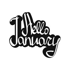 Hello January, isolated calligraphy lettering, word design template, vector illustration