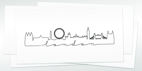 London, UK Doodle Skyline Hand Drawn. City One Line Art Illustration Landmark. Minimalistic Sketch Pen Background.