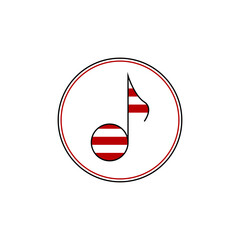 Obraz premium Ellipse Music Notes Letter D With Red And White Color Icon logo design
