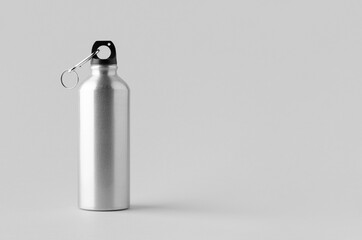 Reusable aluminum water bottle mockup.