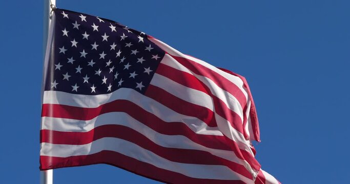 The USA national flag wawing in the wind