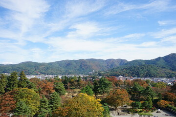 Japanese garden from top of Tsurugajo castle in Fukushima prefecture, Japan - 鶴ヶ城からの眺望 福島県 会津若松市	