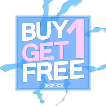 Buy 1 Get 1 Free, sale poster design template. Winter season offer banner, vector illustration