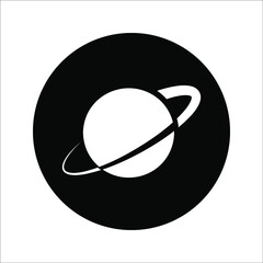 Planet Saturn with planetary ring system flat vector icon for astronomy apps and websites