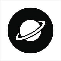 Planet Saturn with planetary ring system flat vector icon for astronomy apps and websites