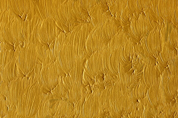 Modern contemporary acrylic background. Gold paint texture made with a brush. Luxury abstract...