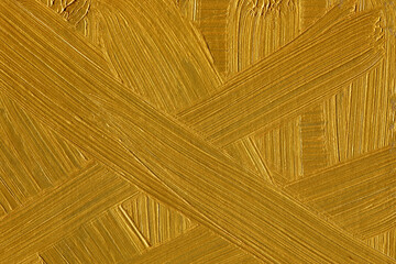 Modern contemporary acrylic background. Gold paint texture made with a brush. Luxury abstract...