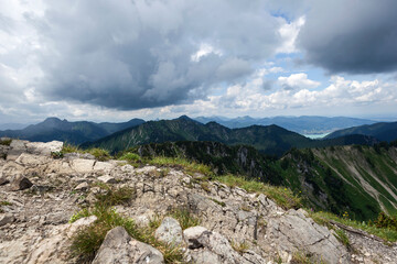 Fototapeta premium Mountain panorama view of Brecherspitze, Bavaria