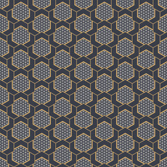 Abstract seamless pattern. Modern stylish texture. Striped linear geometric tiles with triple weaving elements, striped shapes. Vector color background.