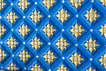 background of thai style wave pattern teture in blue tone color
