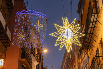Christmas decoration in Sierpes street, Seville, Andalusia, Spain