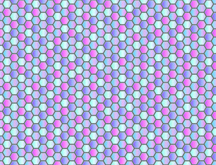 Seamless vector pattern of gradient purple honeycomb mosaic. Purple hexagon tiles background. Print for wrapping, web backgrounds, fabric, decor, surface, packaging, scrapbooking, etc. 