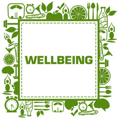 Wellbeing Health Symbols Green Surrounded Square 