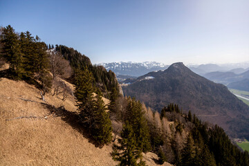 Mountain view from Heuberg, Bavaria in springtim