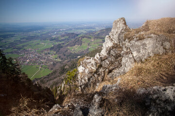 Mountain view from Heuberg, Bavaria in springtim