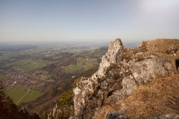 Fototapeta na wymiar Mountain view from Heuberg, Bavaria in springtim