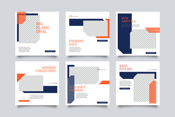 6 Editable square banner layout template. modern promotion square web banner for social media