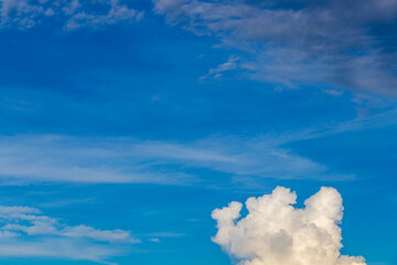 Céu azul com algumas nuvens brancas.