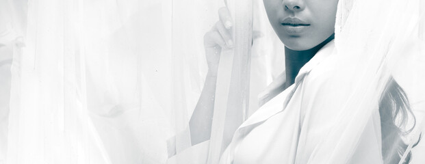 woman express feeling happy in Morning time high key exposure