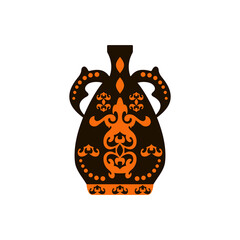 Greek amphora with ornament. Vector illustration. Flat design..