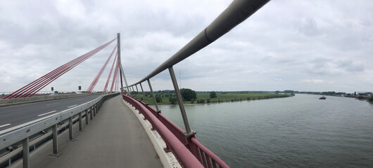 Panorama from a bridge over the river Rhein