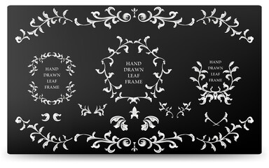 フレーム素材、豪華でエレガントなリーフフレーム　グラデーションの背景つき