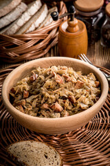 Bigos - stewed cabbage with meat,dried mushrooms and smoked sausage.